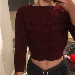 Wine red crop sweater